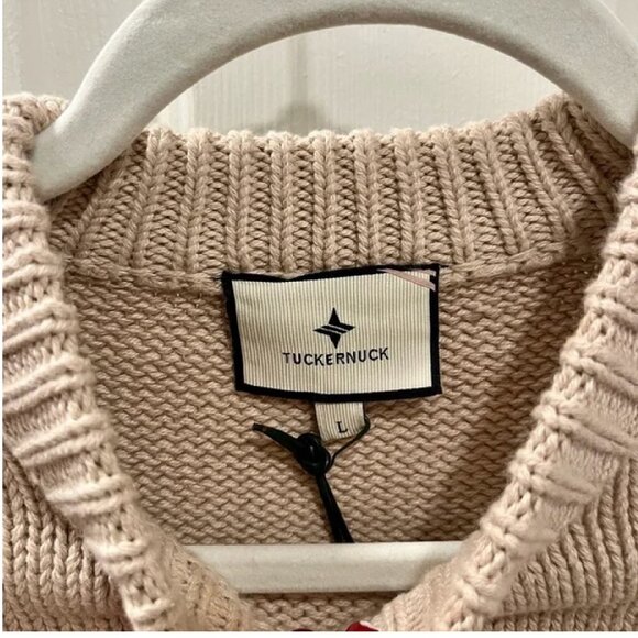Tuckernuck NEW Lilac Tan Aiden Crewneck Cropped Cotton Knit Sweater Retail $198 - Picture 2 of 4